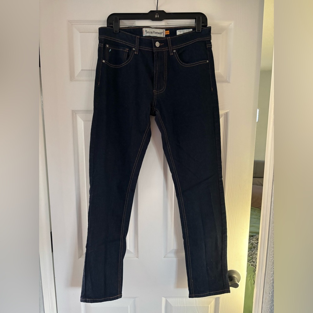 Tailor Vintage Men's Dark Blue Slim Fit Stretch Waist Jean